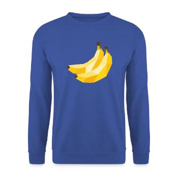 Geometrische Bananen – Modernes Obst Motiv - Unisex Pullover - Royalblau - Vorne - Alina (178cm) & Michal (187cm)
