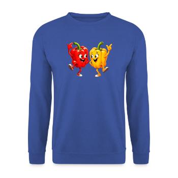 Paprika Gemüse beim Tanz - Unisex Pullover - Royalblau - Vorne - Alina (178cm) & Michal (187cm)