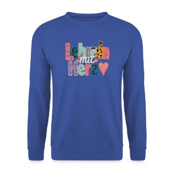 Lehrerin mit Herz!  - Unisex Pullover - Royalblau - Vorne - Alina (178cm) & Michal (187cm)