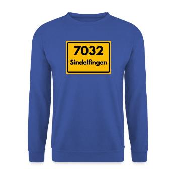 ALTE POSTLEITZAHL 7032 PLZ 71063 SINDELFINGEN BAWÜ - Unisex Pullover - Royalblau - Vorne - Alina (178cm) & Michal (187cm)