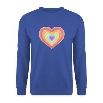 Regenbogen-Aquarellherz - Unisex Pullover - Royalblau - Vorne - Alina (178cm) & Michal (187cm)
