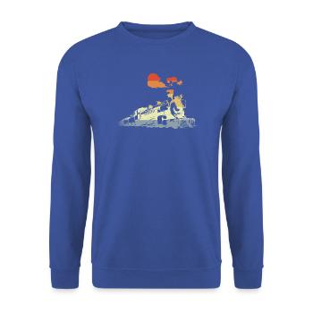 Oldtimer Dampfzug - Unisex Pullover - Royalblau - Vorne - Alina (178cm) & Michal (187cm)