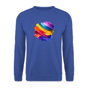 Regenbogen-Pinselstrich - Unisex Pullover - Royalblau - Vorne - Alina (178cm) & Michal (187cm)