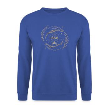 666 Kerzenbilanz - Unisex Pullover - Royalblau - Vorne - Alina (178cm) & Michal (187cm)