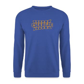 Vorname Charlie - Unisex Pullover - Royalblau - Vorne - Alina (178cm) & Michal (187cm)