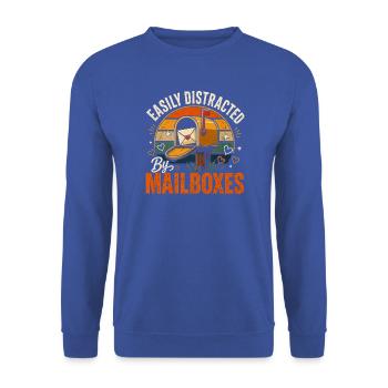 Easily Distracted By Mailboxes - Postbote Post - Unisex Pullover - Royalblau - Vorne - Alina (178cm) & Michal (187cm)