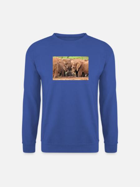 Elefantenherde badet im Wasserloch - Unisex Pullover - Royalblau