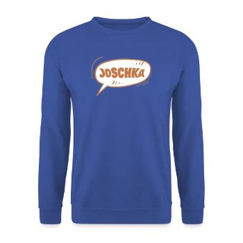 Joschka als Vorname - Unisex Pullover - Royalblau - Vorne - Alina (178cm) & Michal (187cm)
