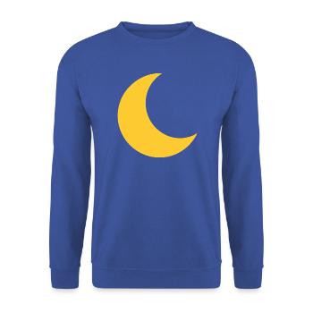 Gelber Mond-Crescent auf Schwarz - Unisex Pullover - Royalblau - Vorne - Alina (178cm) & Michal (187cm)