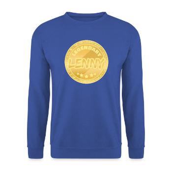 Geschenk für Lenny - Unisex Pullover - Royalblau - Vorne - Alina (178cm) & Michal (187cm)