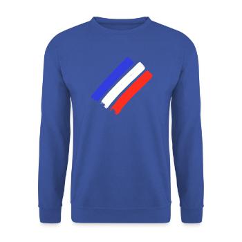 Frankreich Flagge - Streifen - Unisex Pullover - Royalblau - Vorne - Alina (178cm) & Michal (187cm)