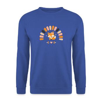 Niedliches Boho Fuchs Design - Unisex Pullover - Royalblau - Vorne - Alina (178cm) & Michal (187cm)