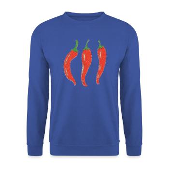 Dreifache Chili Grafik impressionismus - Unisex Pullover - Royalblau - Vorne - Alina (178cm) & Michal (187cm)