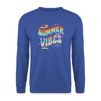 Sommerliche Vibes - Unisex Pullover - Royalblau - Vorne - Alina (178cm) & Michal (187cm)