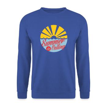 Der Sommer ruft den Retro-Sonnenuntergang - Unisex Pullover - Royalblau - Vorne - Alina (178cm) & Michal (187cm)