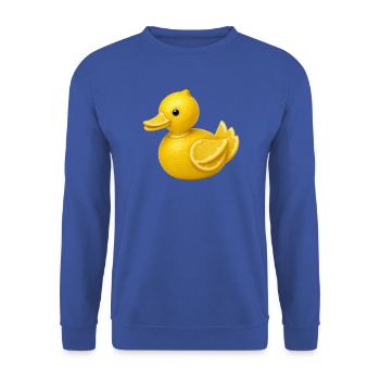 Zitronen Ente | Niedliches Frucht Tiermotiv - Unisex Pullover - Royalblau - Vorne - Alina (178cm) & Michal (187cm)