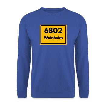 ALTE POSTLEITZAHL 6802 PLZ 69469 WEINHEIM BAWÜ - Unisex Pullover - Royalblau - Vorne - Alina (178cm) & Michal (187cm)
