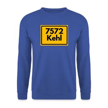 ALTE POSTLEITZAHL 7572 PLZ 77694 KEHL BAWÜ - Unisex Pullover - Royalblau - Vorne - Alina (178cm) & Michal (187cm)