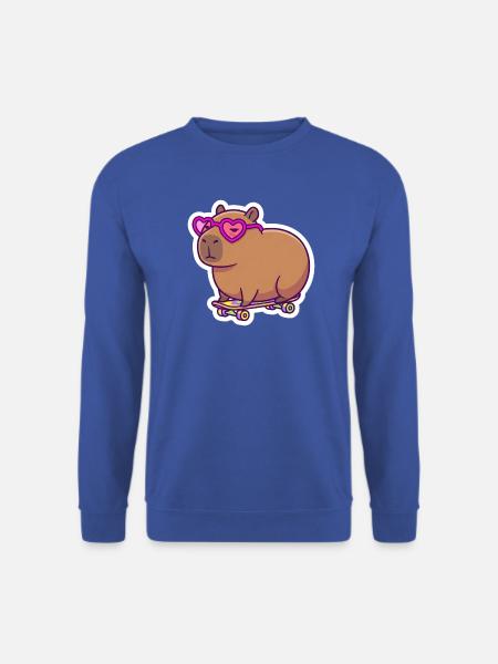 Cooles Capybara Skateboard mit Herz-Sonnenbrille - Unisex Pullover - Royalblau