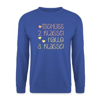 Grundschule - 2. Klasse 3. Klasse - Unisex Pullover - Royalblau - Vorne - Alina (178cm) & Michal (187cm)