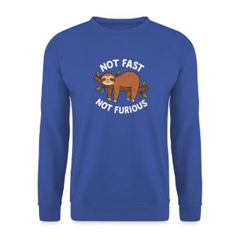 Langsam entspanntes Faultier - Unisex Pullover - Royalblau - Vorne - Alina (178cm) & Michal (187cm)
