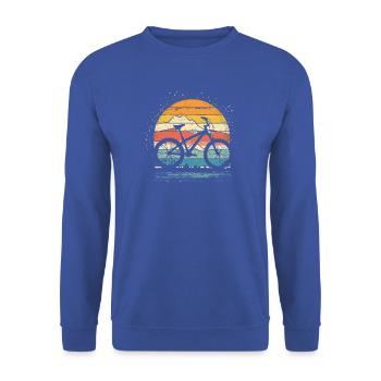 Mountainbike Retro Style - Unisex Pullover - Royalblau - Vorne - Alina (178cm) & Michal (187cm)