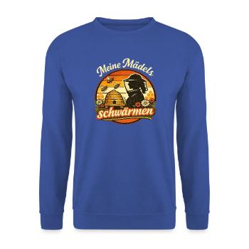 Imkerin Spruch Meine Mädels schwärmen - Unisex Pullover - Royalblau - Vorne - Alina (178cm) & Michal (187cm)