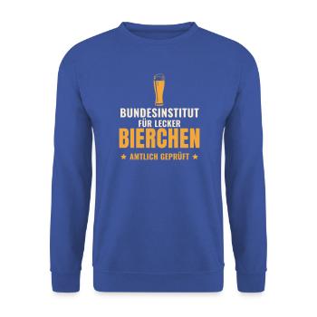 Bundesinstitut für lecker Bierchen Spruch lustig - Unisex Pullover - Royalblau - Vorne - Alina (178cm) & Michal (187cm)