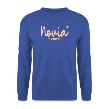 Spanische Braut – Hochzeit 2027 - Unisex Pullover - Royalblau - Vorne - Alina (178cm) & Michal (187cm)
