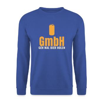 GmbH Geh mal Bier holen lustiger Spruch Prost - Unisex Pullover - Royalblau - Vorne - Alina (178cm) & Michal (187cm)