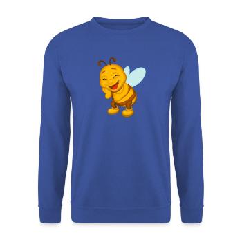 Fröhliche Biene in verspielten Farben - Unisex Pullover - Royalblau - Vorne - Alina (178cm) & Michal (187cm)
