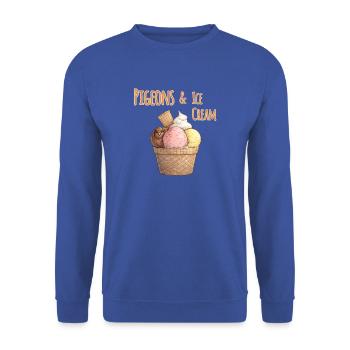Tauben & Eiskugel - Unisex Pullover - Royalblau - Vorne - Alina (178cm) & Michal (187cm)