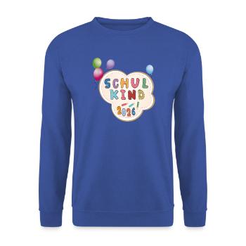 Schulkind 2026  Einschulung - Unisex Pullover - Royalblau - Vorne - Alina (178cm) & Michal (187cm)