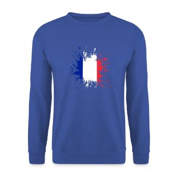 FranzösischeFlagge Spritzer - Unisex Pullover - Royalblau - Vorne - Alina (178cm) & Michal (187cm)