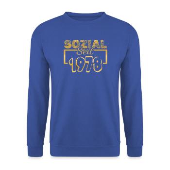 1978 - Unisex Pullover - Royalblau - Vorne - Alina (178cm) & Michal (187cm)