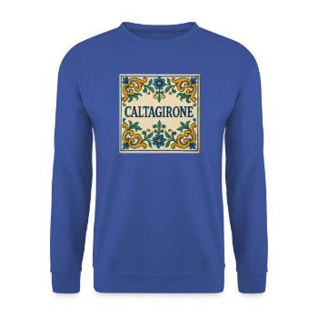 Caltagirone Fliesen Ornament - Unisex Pullover - Royalblau - Vorne - Alina (178cm) & Michal (187cm)