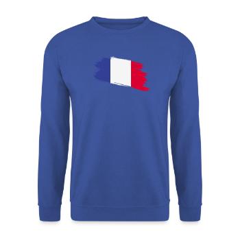 Frankreich Flagge – Trikolore im Pinselstrich Look - Unisex Pullover - Royalblau - Vorne - Alina (178cm) & Michal (187cm)