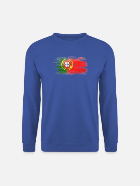Portugal Flagge – Aquarell Pinselstrich Design - Unisex Pullover - Royalblau