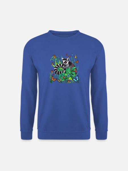 Katta Lemur im Dschungel Grafik Design - Unisex Pullover - Royalblau