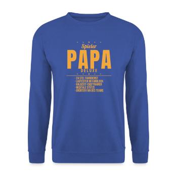 Spieler Papa Deluxe Fußball Vatertag Geschenk - Unisex Pullover - Royalblau - Vorne - Alina (178cm) & Michal (187cm)