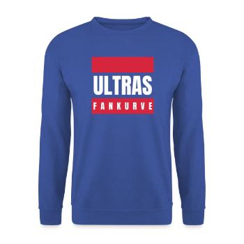 Ultras Fankurve Fußball Fan Supporter Statement - Unisex Pullover - Royalblau - Vorne - Alina (178cm) & Michal (187cm)