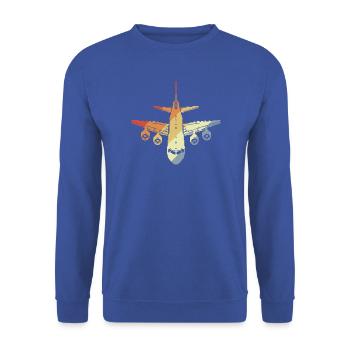 Flugzeug Pixel - Unisex Pullover - Royalblau - Vorne - Alina (178cm) & Michal (187cm)