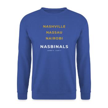 Nasbinals Lozère - Nashville - Nassau - Nairobi - Unisex Pullover - Royalblau - Vorne - Alina (178cm) & Michal (187cm)