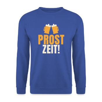 Prost Zeit lustiger Bier Spruch Feiern Geschenk - Unisex Pullover - Royalblau - Vorne - Alina (178cm) & Michal (187cm)