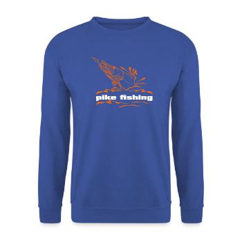 Fische_angeln_002_pike_fishing - Unisex Pullover - Royalblau - Vorne - Alina (178cm) & Michal (187cm)