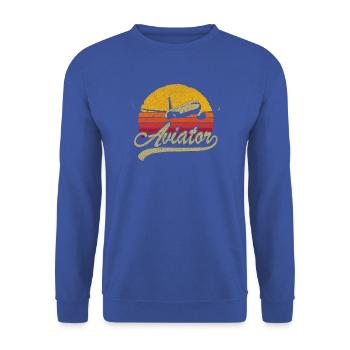 Aviator Sunset Retro Logo - Unisex Pullover - Royalblau - Vorne - Alina (178cm) & Michal (187cm)