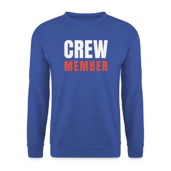 Crew Member Rot Akzent Zweifarbig Team Staff Event - Unisex Pullover - Royalblau - Vorne - Alina (178cm) & Michal (187cm)