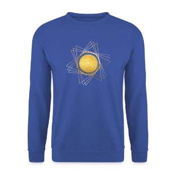 Goldener Sonnenkreis Geometrik - Unisex Pullover - Royalblau - Vorne - Alina (178cm) & Michal (187cm)