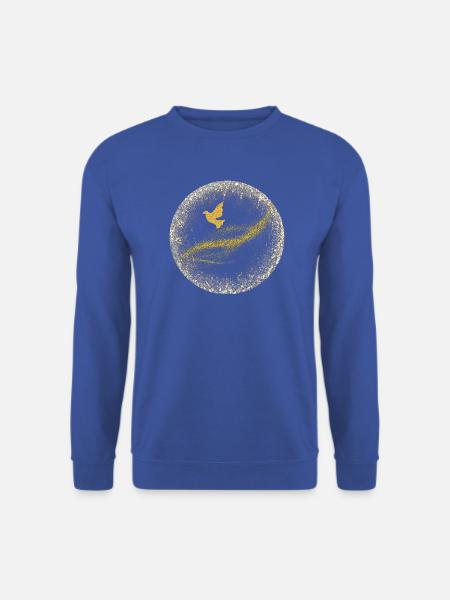 Goldener Glitzerkreis mit Vogel - Unisex Pullover - Royalblau