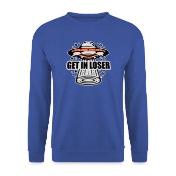 Ufo Alien Get In Loser Lustig Ufo Entführung Zitat - Unisex Pullover - Royalblau - Vorne - Alina (178cm) & Michal (187cm)